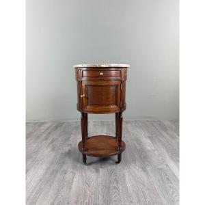 Table d’appoint demi-lune en acajou et marbre, style Louis XVI, XIXe Siècle