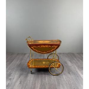 Table desserte roulante en marqueterie, XXe Siècle