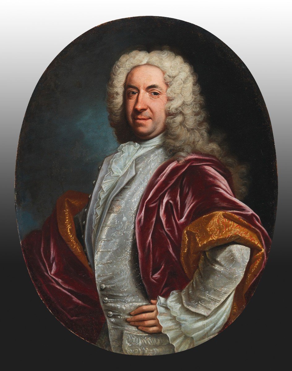 Portrait Baroque d'Un Gentilhomme Maître Italien Du XVIIIe Siècle Par Domenico Parodi
