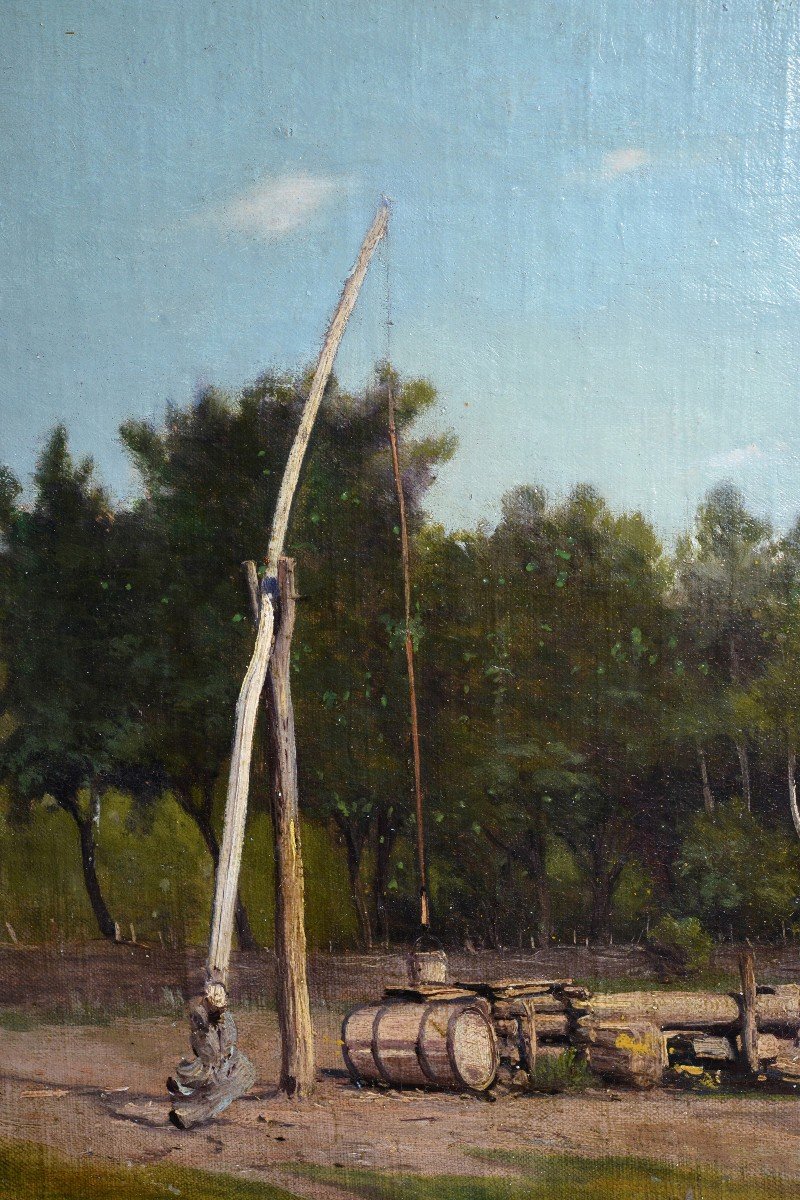сountryside Landscape Well Pole Or Shadoof Acknowledged Polish-russian Master-photo-4