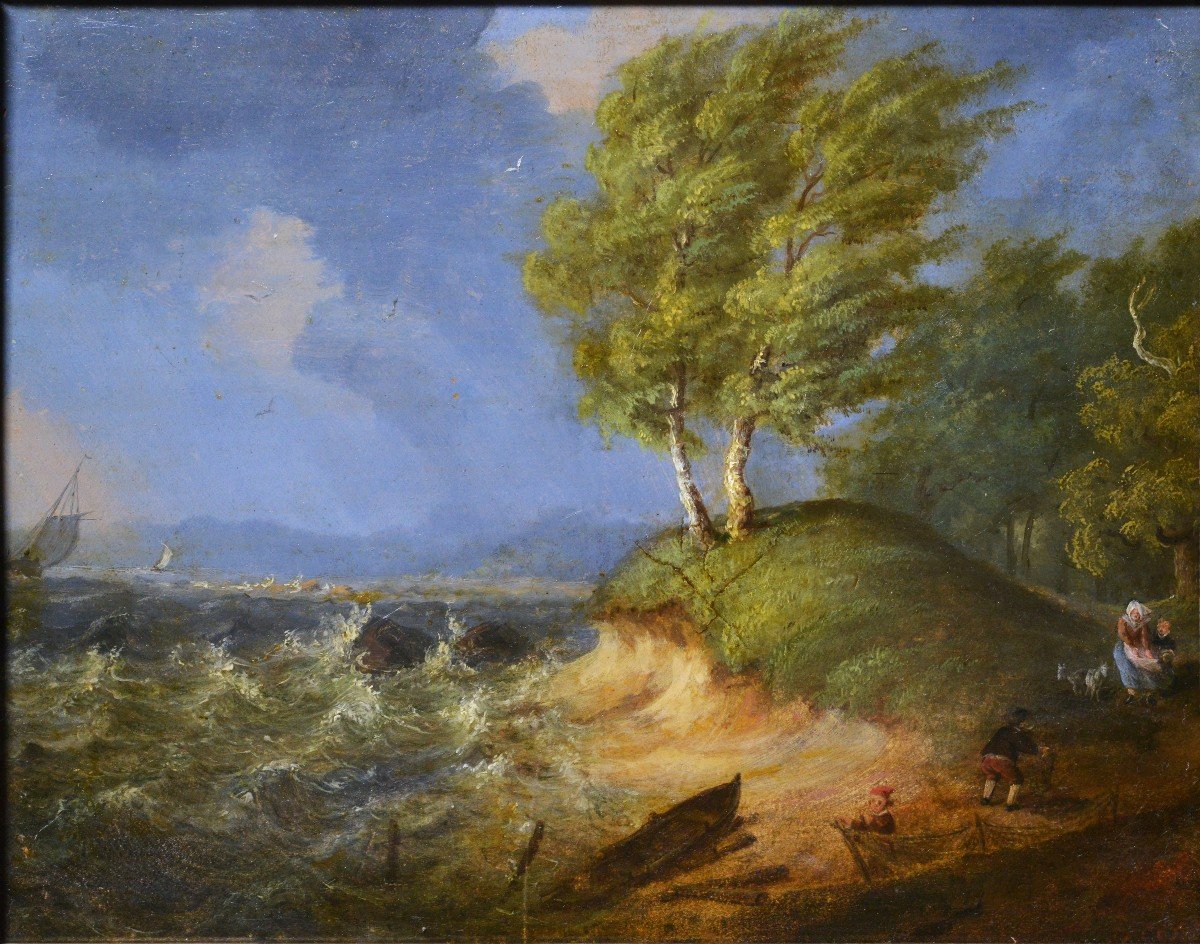 Paysage Marin Britannique Tempête Sur La Côte 19e Siècle Peinture à l'Huile De David Cox-photo-2