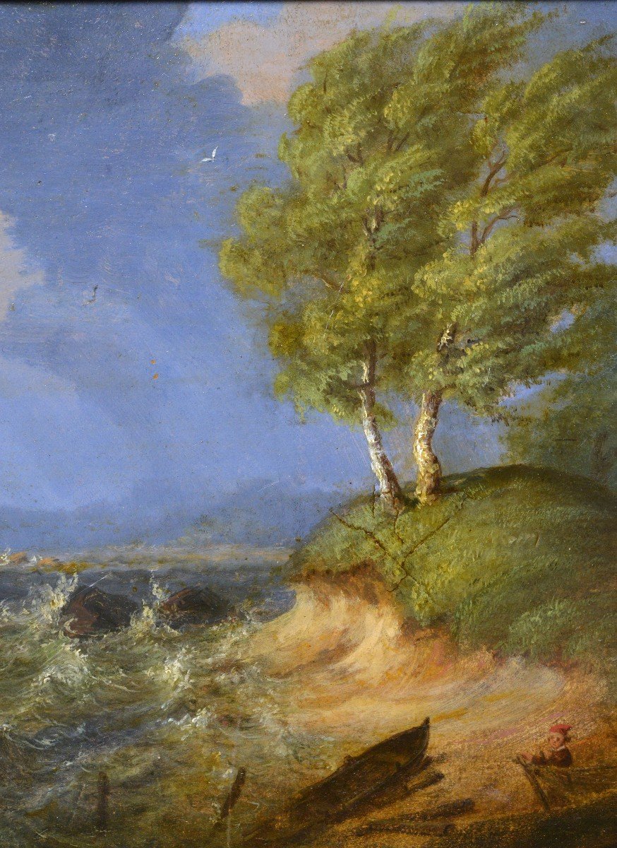 Paysage Marin Britannique Tempête Sur La Côte 19e Siècle Peinture à l'Huile De David Cox-photo-4