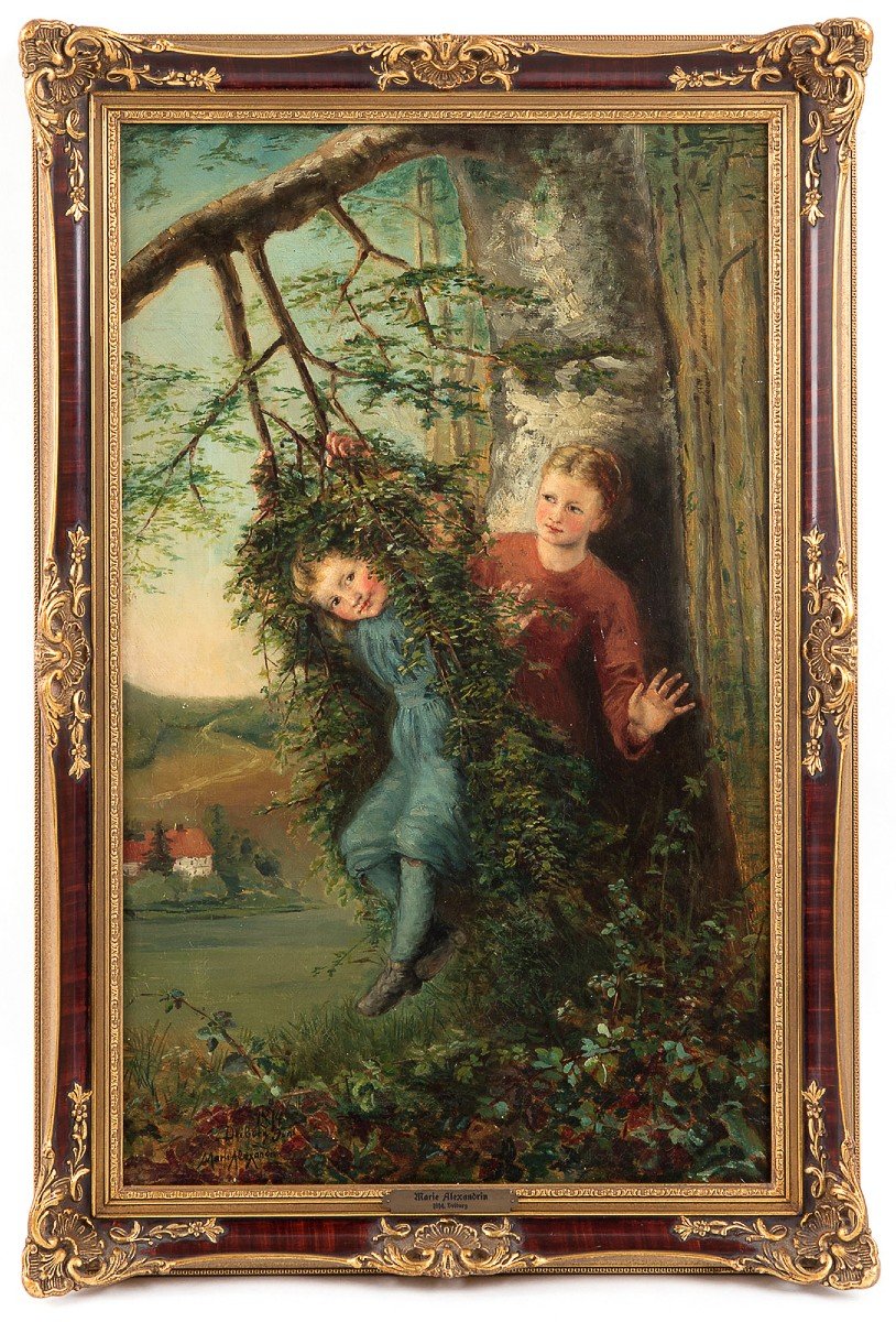 Allemagne Scène De Genre Enfants Sur Des Balançoires Peinture De La Princesse Marie Alexandrine-photo-1