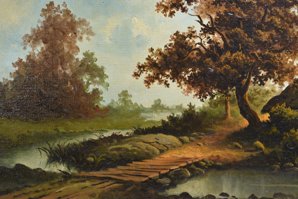 Paysage d'Automne Scandinave Maison De Campagne Au Bord De La Rivière Au Coucher Du Soleil Pein-photo-3