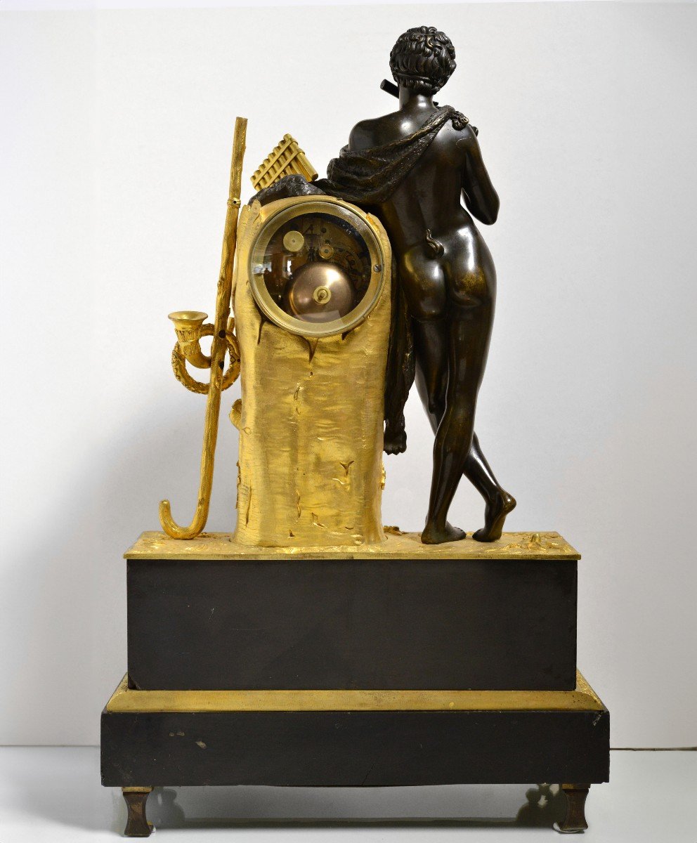 Lagarde Bronze Doré Et Patiné Grande Pendule De Cheminée 19ème Siècle Antique-photo-3