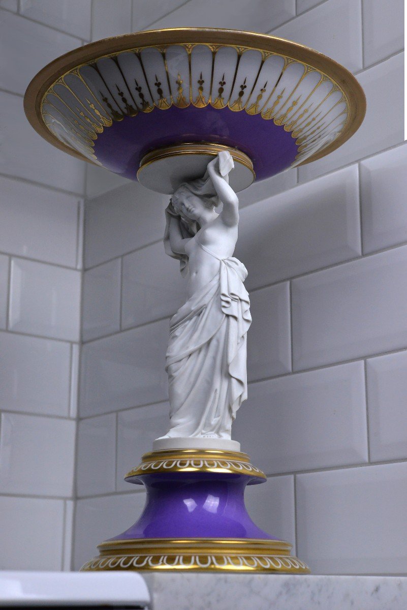 Royal Copenhagen Porcelain Figural Tazza Vase à Fruits Néoclassique Du XIXe Siècle-photo-2