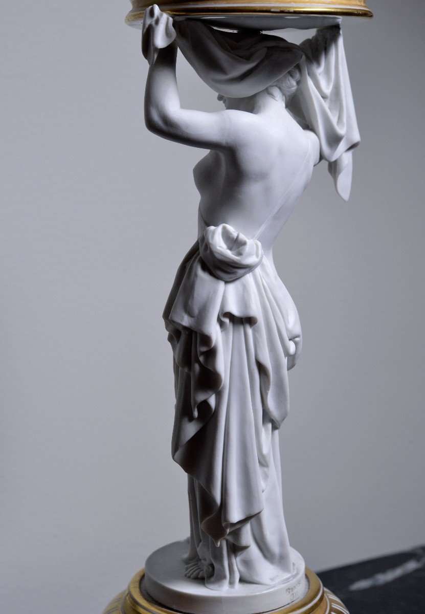 Royal Copenhagen Porcelain Figural Tazza Vase à Fruits Néoclassique Du XIXe Siècle-photo-4