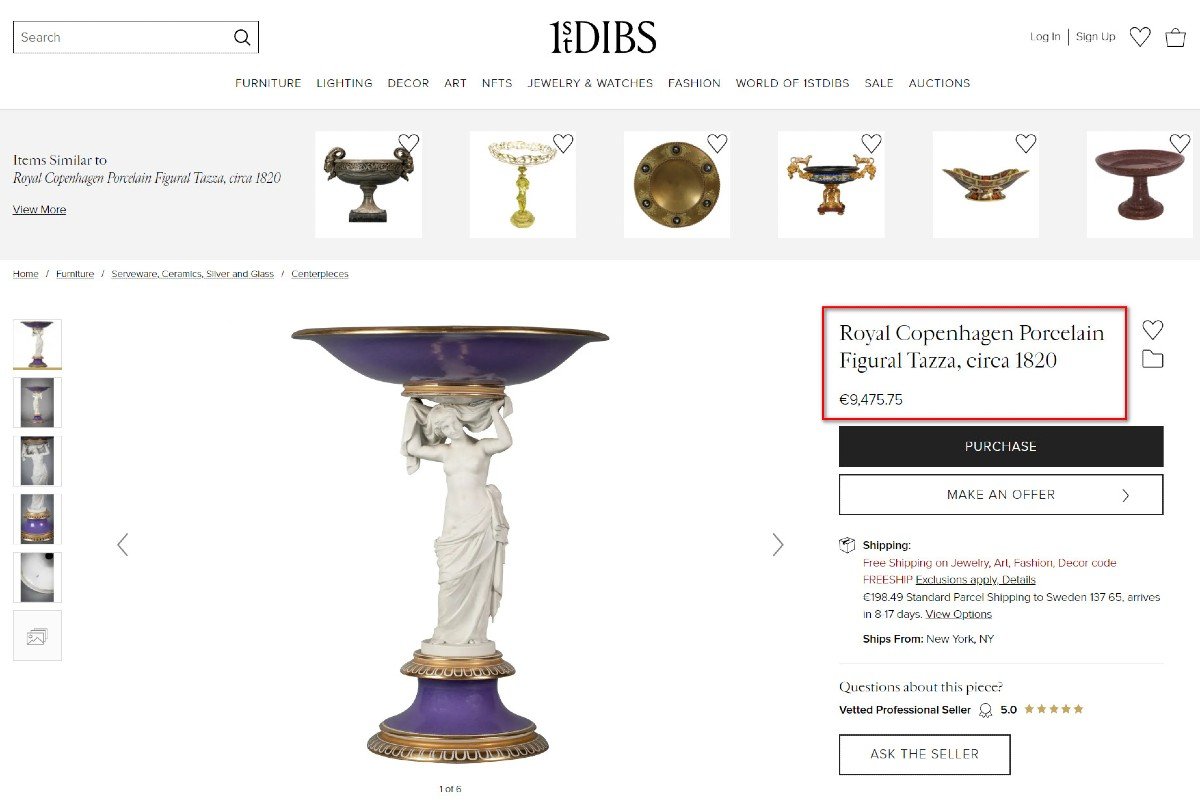 Royal Copenhagen Porcelain Figural Tazza Vase à Fruits Néoclassique Du XIXe Siècle-photo-6