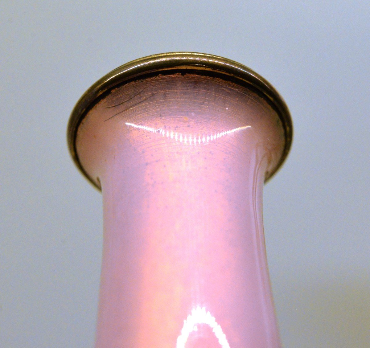Gilt Silver Pink Enamel Miniature Vase Early 20th Century Finnish Master-photo-2