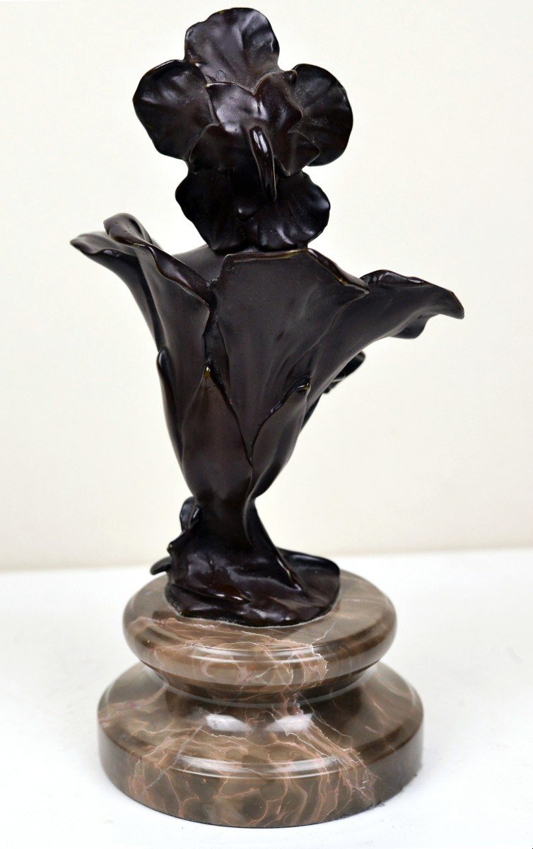 Figurine Of Thumbelina Patinated Bronze N Stone Base 19th Century Art Nouveau-photo-2