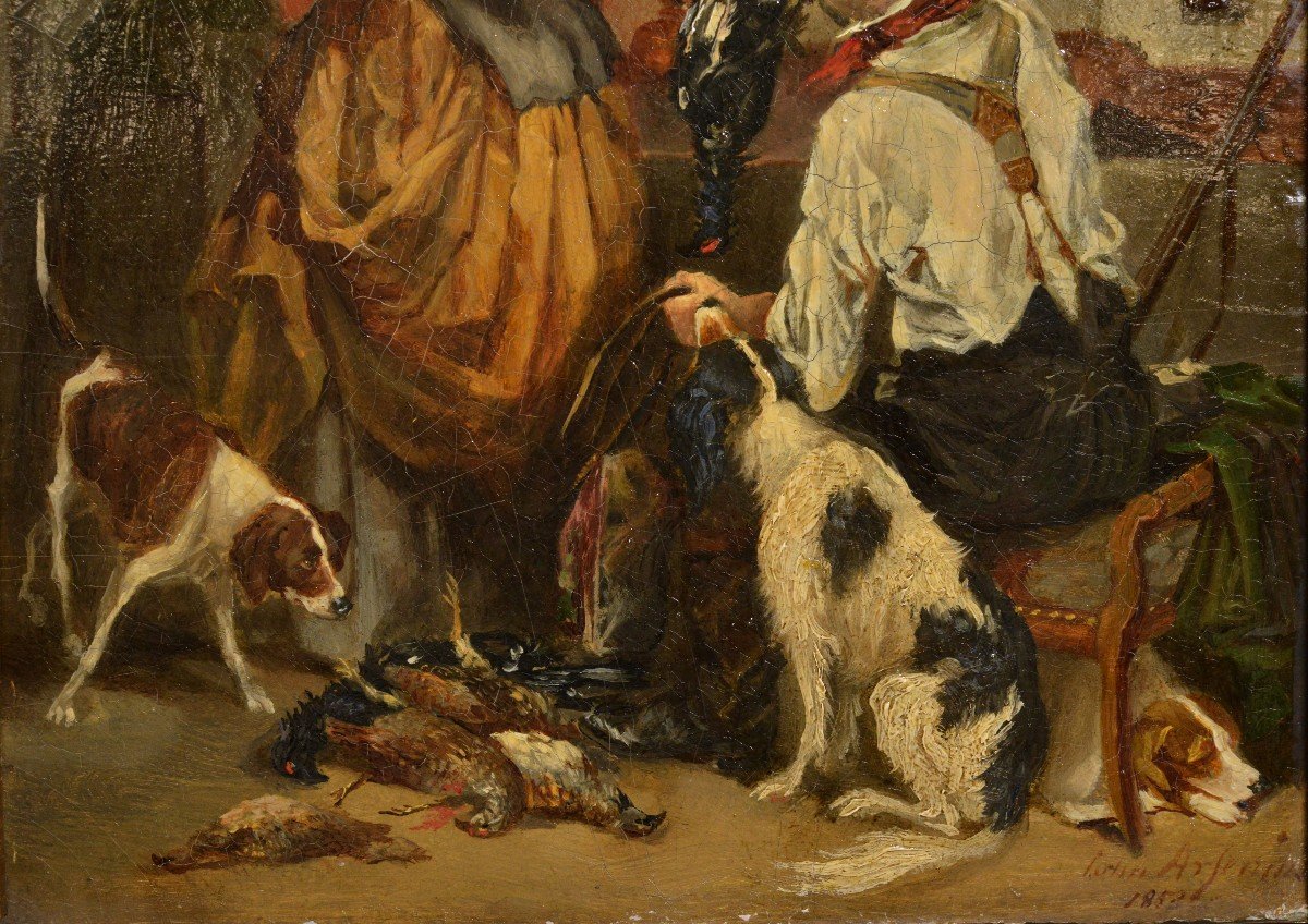 Après Une Chasse Fructueuse Cuisine 1858 Scène De Genre Animaliste Suédois J. Arsenius-photo-3