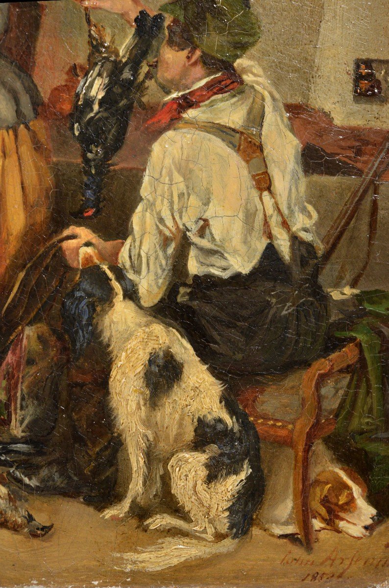 Après Une Chasse Fructueuse Cuisine 1858 Scène De Genre Animaliste Suédois J. Arsenius-photo-1