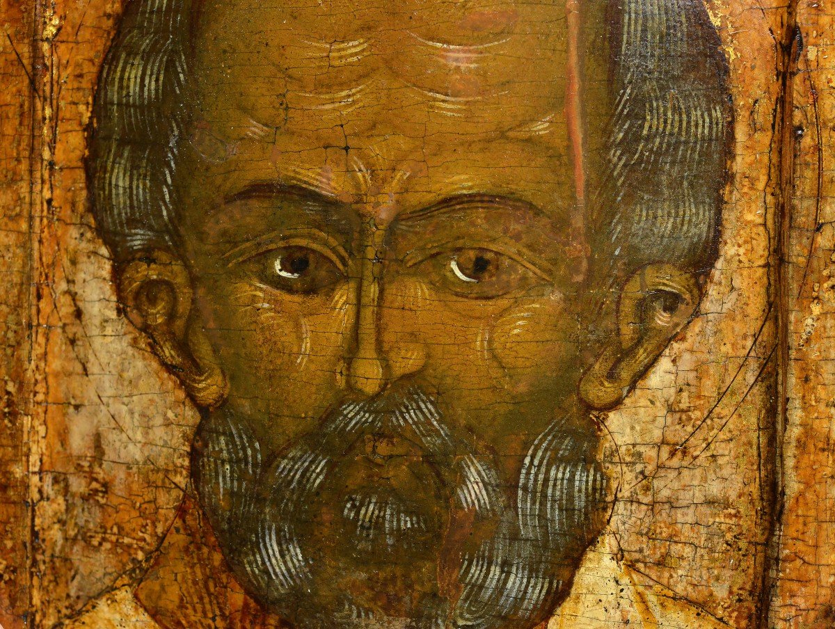 Icône Russe De Saint Nicolas De Myre XVIe Siècle Argent Doré Valeur Du Musée Oklad-photo-3