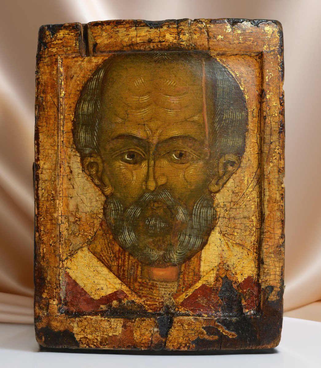 Icône Russe De Saint Nicolas De Myre XVIe Siècle Argent Doré Valeur Du Musée Oklad