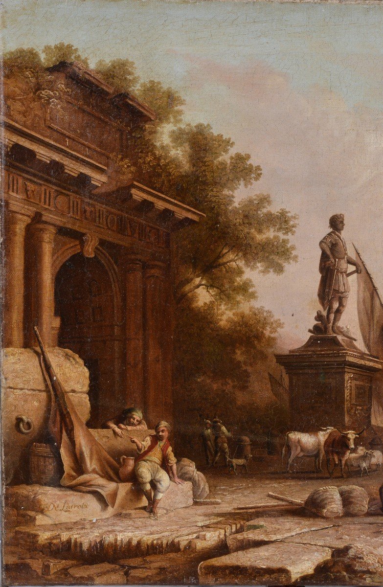 Navire Quittant La Baie Au Lever Du Soleil Paysage Marin Français Peinture à l'Huile Rococo Du -photo-2