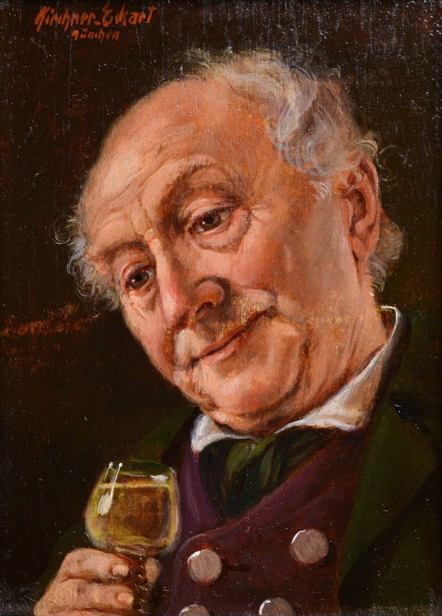 Portrait Joyeux Vieil Homme Par Geman Genre Master Otto Kirchner Signé Encadré-photo-2