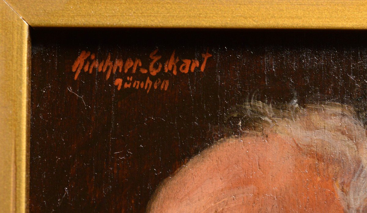 Portrait Joyeux Vieil Homme Par Geman Genre Master Otto Kirchner Signé Encadré-photo-1