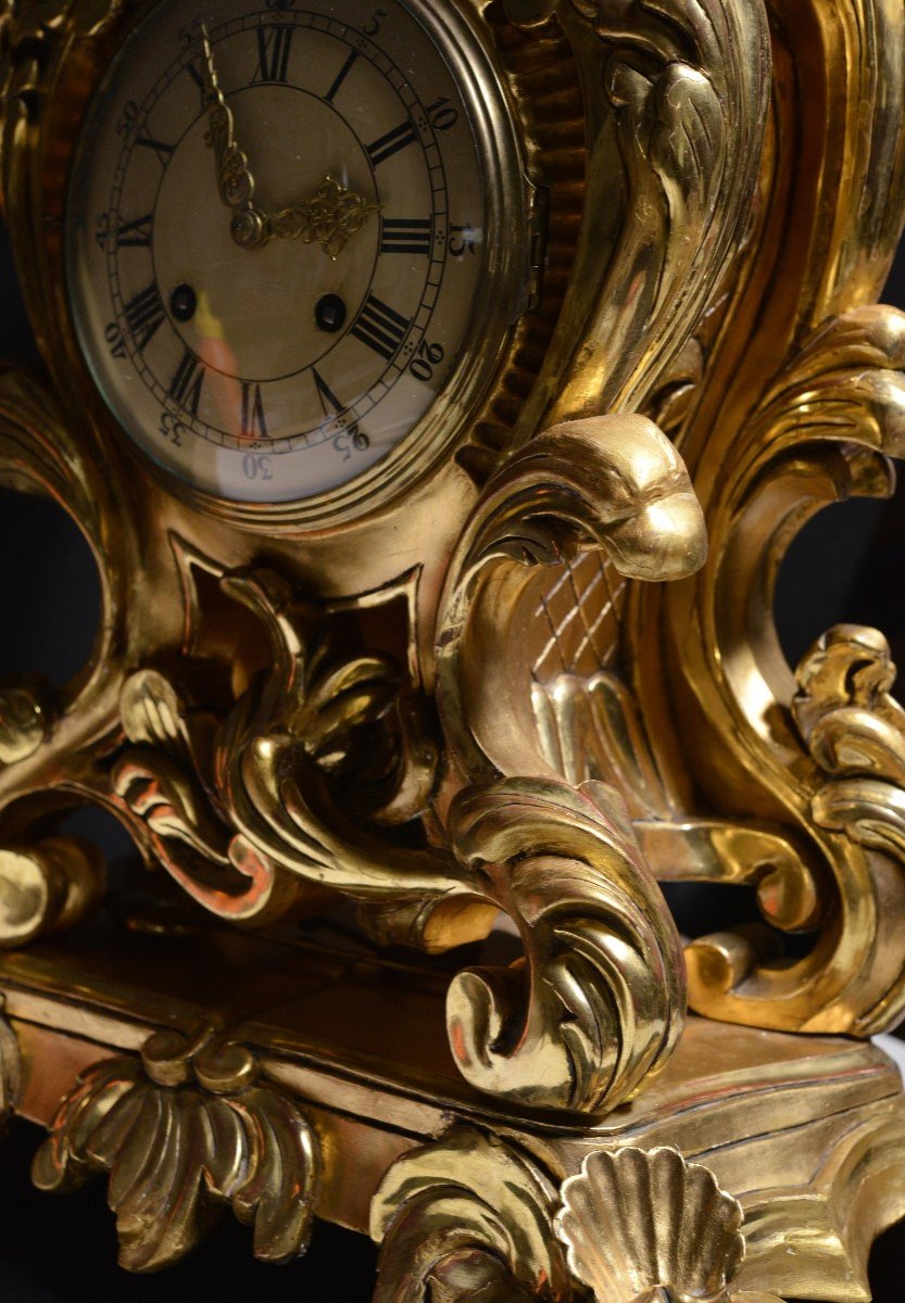 Swedish Clock By Westerstand Carved Gilt Wood Rococo Style Mid 20th Century-photo-2