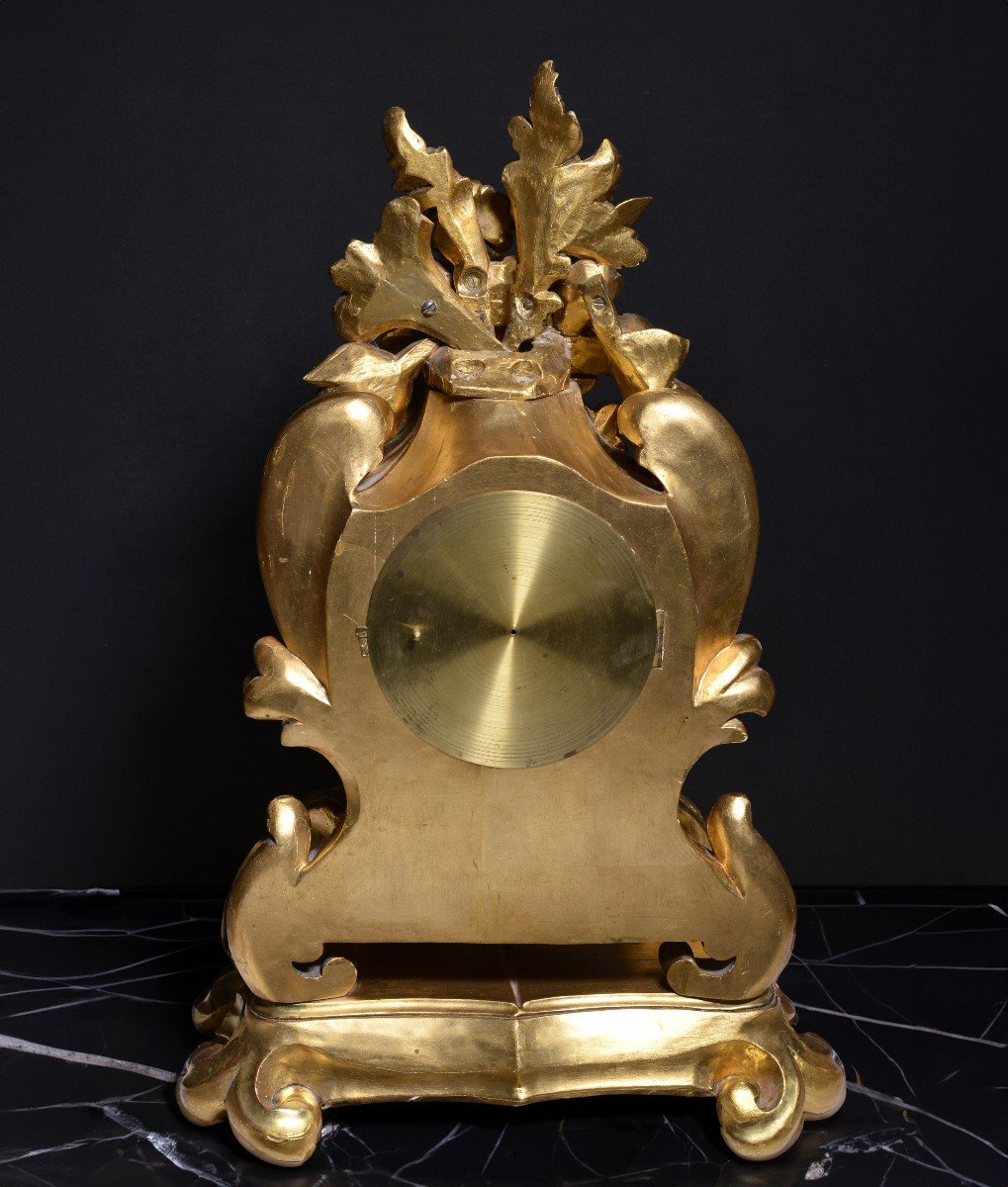 Swedish Clock By Westerstand Carved Gilt Wood Rococo Style Mid 20th Century-photo-4
