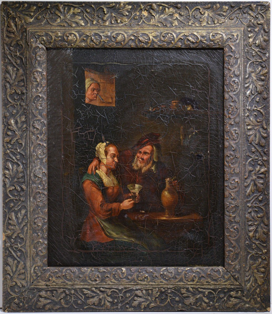 Awkward Situation Genre Scene Early 19th Century Oil Painting Old Masters Style