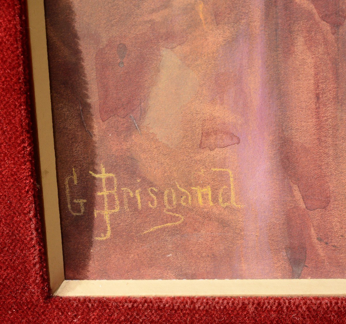 Art Nouveau Portrait Of Redhaired Lady Watercolor By French Master Brisgard-photo-1
