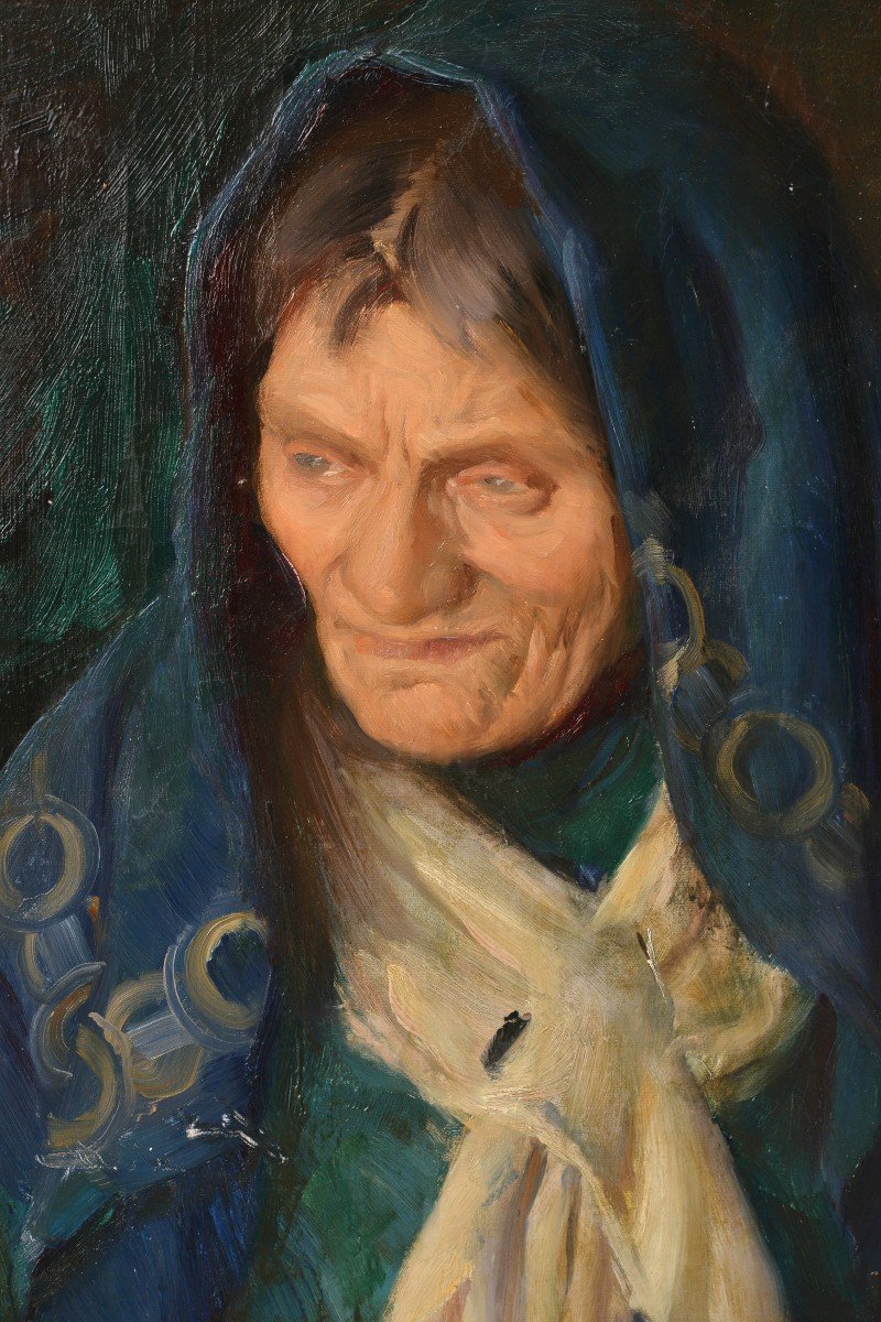 Portrait De Vieille Femme 1893 Par Le Célèbre Maître Russe, Peinture à l'Huile Sur Cadre En Toi-photo-3