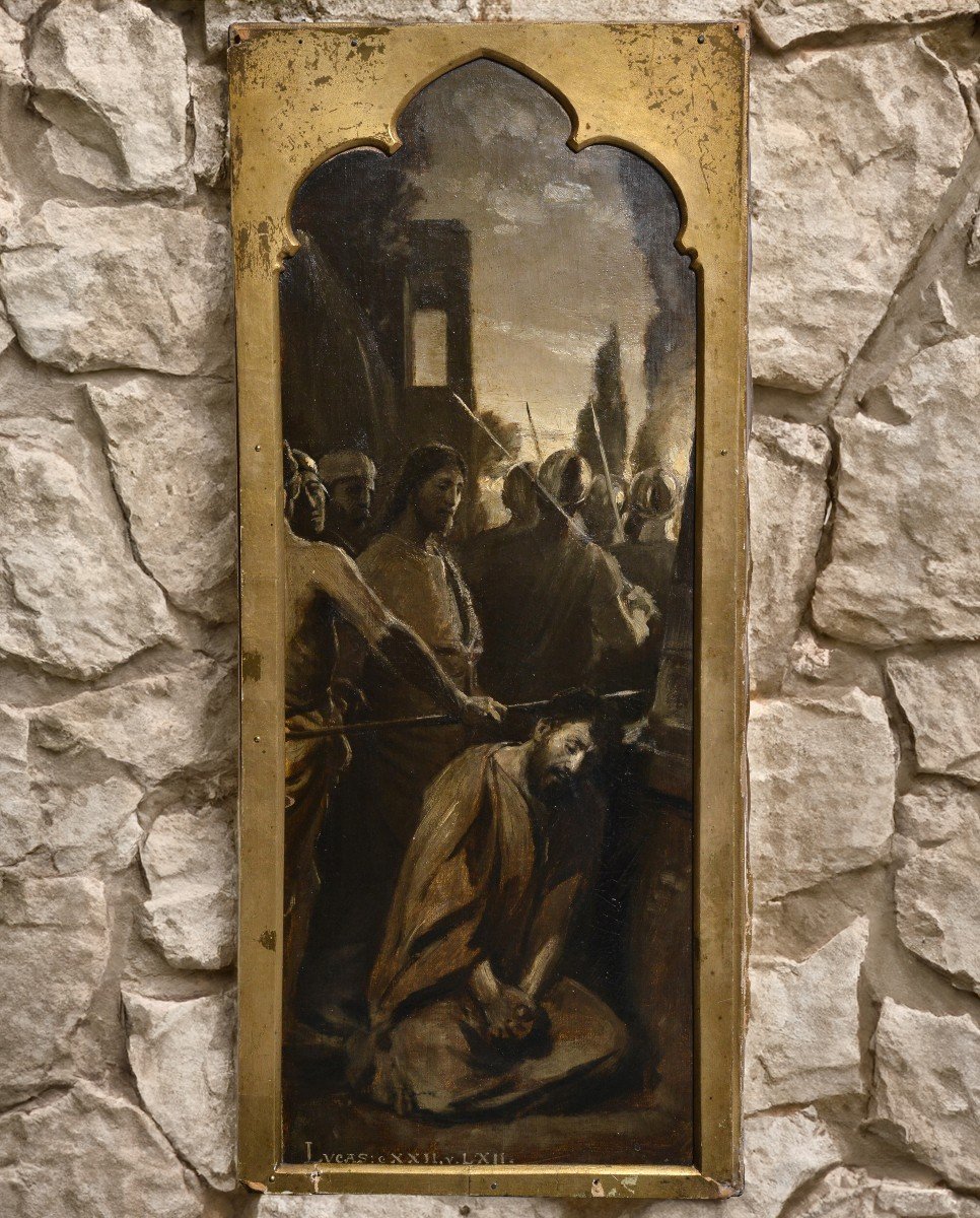 Gospel Scene On Sunrise Jesus Passing Peter 19th Century Oil Painting On Canvas
