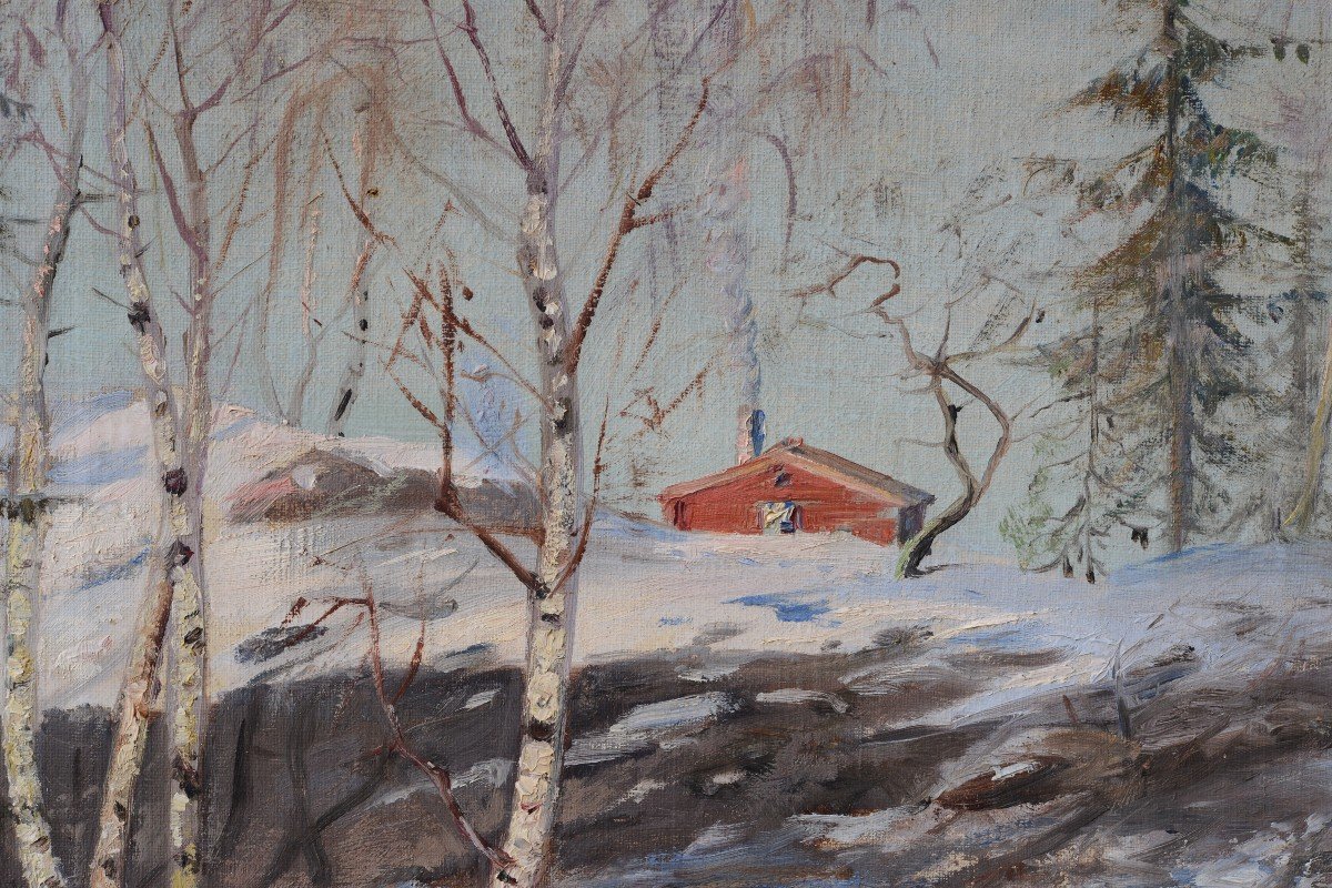 Peinture à L’huile De Paysage De Dégel Printanier 1901 Artiste Suédois Par Ankarcrona-photo-3