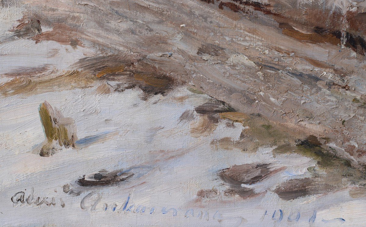 Peinture à L’huile De Paysage De Dégel Printanier 1901 Artiste Suédois Par Ankarcrona-photo-4