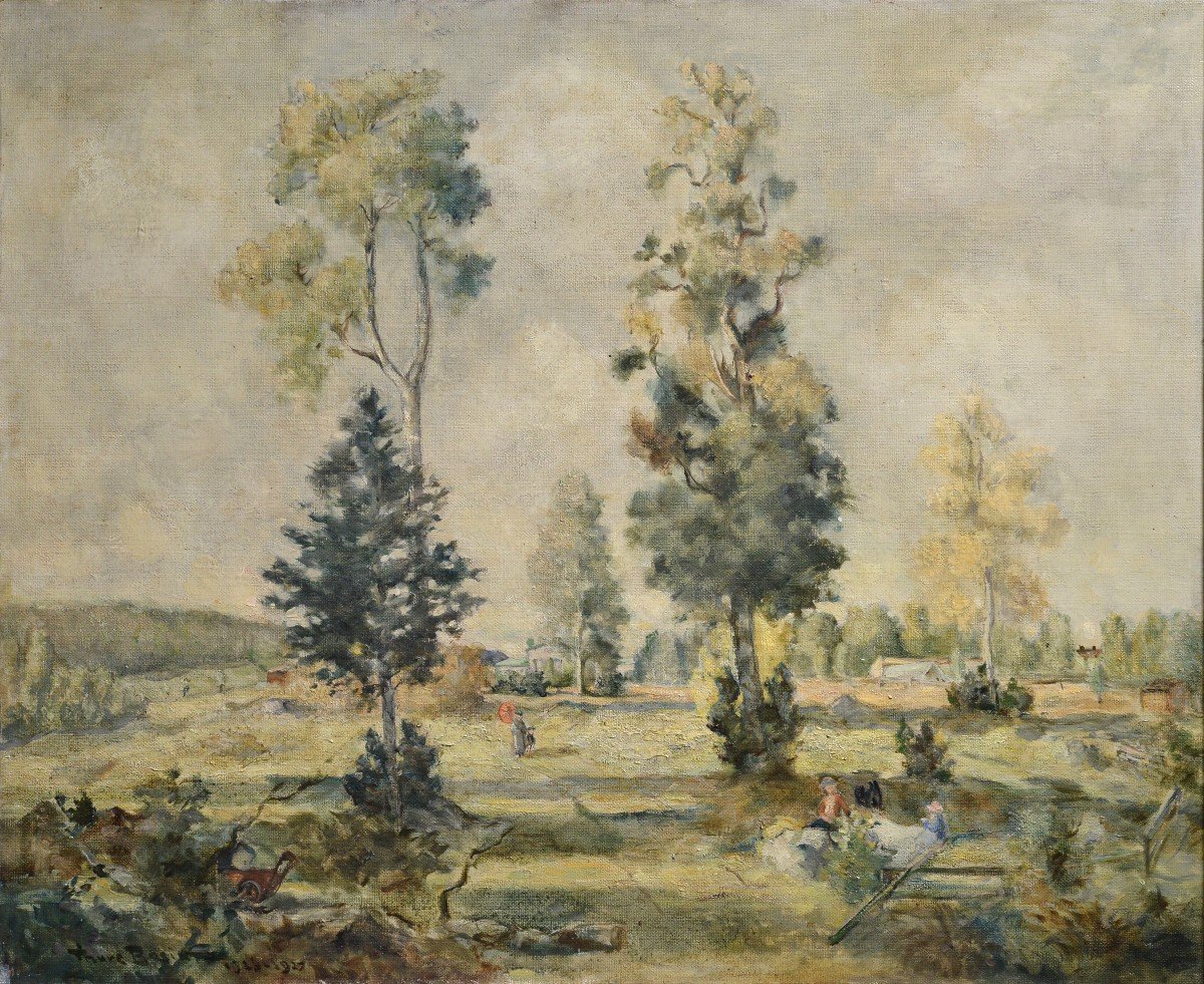 Serene Day At A Country Manor Landscape 1927 Oil Painting By Swedish Artist-photo-2