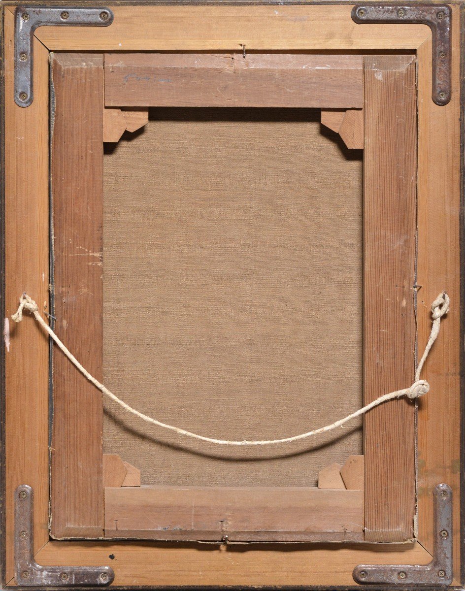 Hide N Seek Home Scene W Grandma Russian Early 20th Century Oil Genre Painting-photo-2