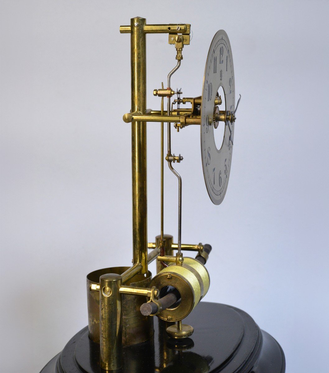 Horloge électrique Bulle Française Avec Dôme En Verre De Cristal Taillé Suédois C.1930 Art Déco-photo-3