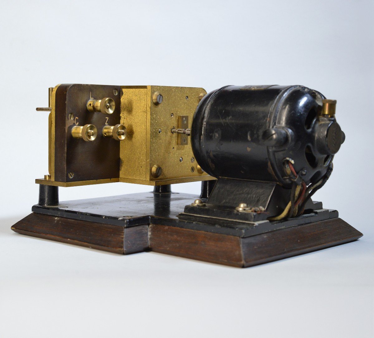 Enregistreur télégraphique Morse SNTS danois antique, émetteur Wheatstone avec moteur-photo-3