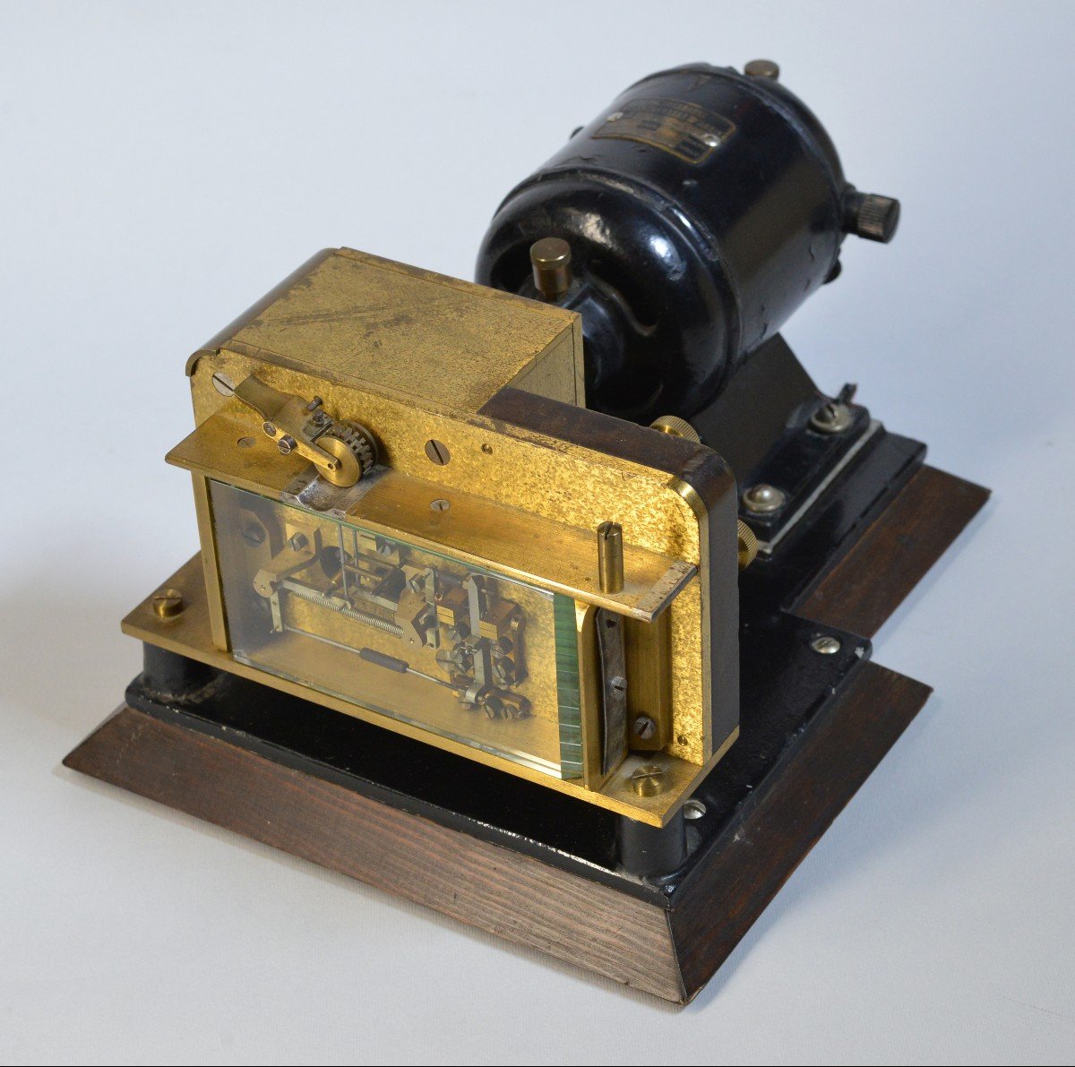 Enregistreur télégraphique Morse SNTS danois antique, émetteur Wheatstone avec moteur