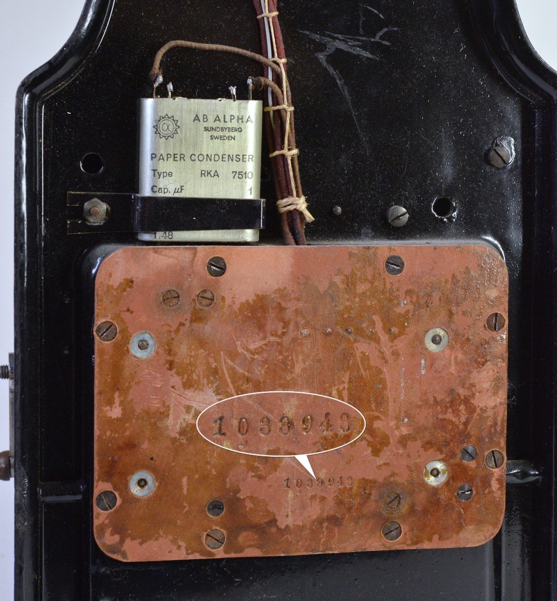 Téléphone De Chemin De Fer Ancien De 1912 Avec Long Pôle Et Magnéto à Manivelle Par L.m. Ericss-photo-4