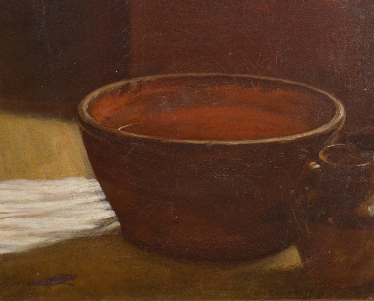 Child Bathing Home Scene 1878 Oil Genre Painting By Irish Master Frank Nowlan-photo-3