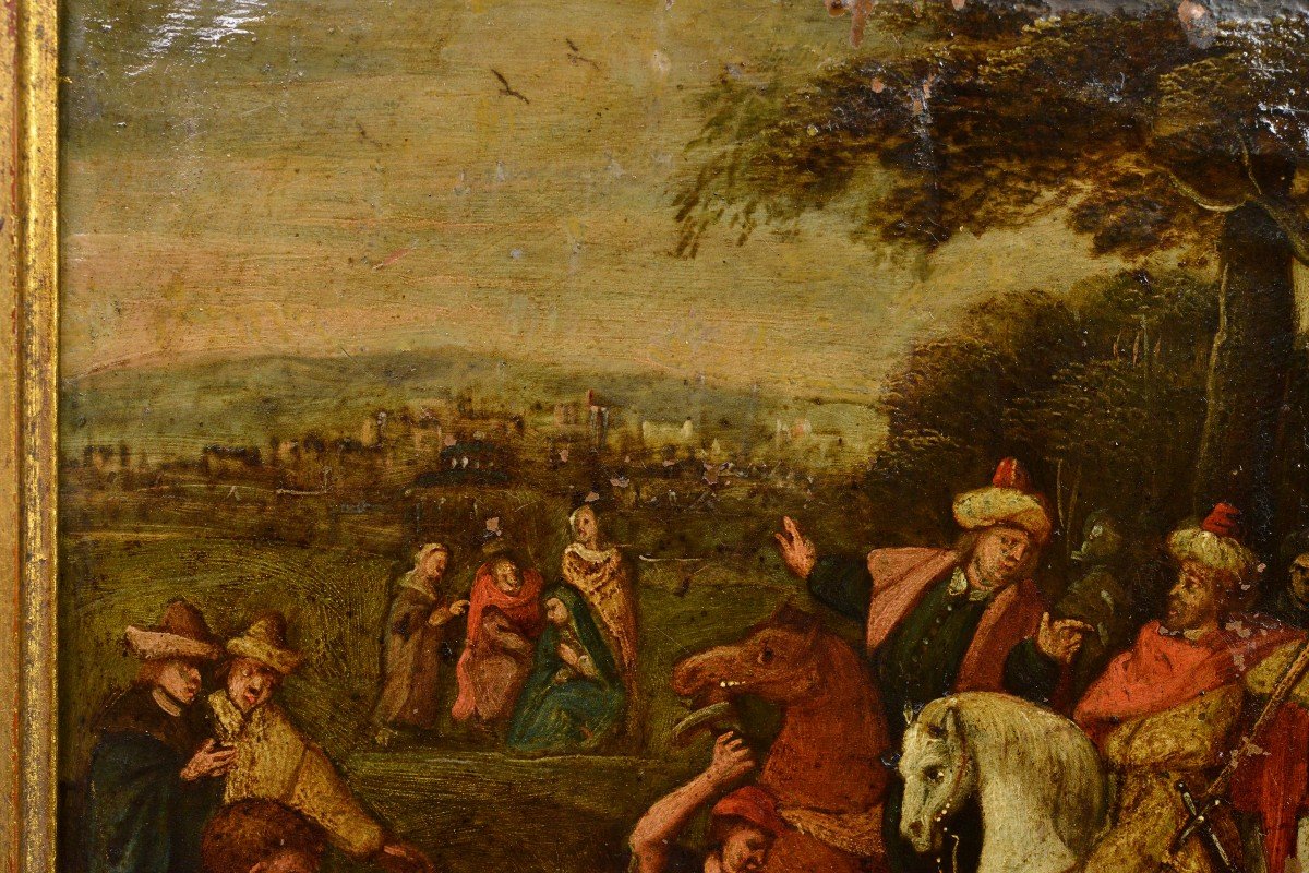 Baroque Calvary Scene Oil Painting On Copper Flemish School 17th Century-photo-1