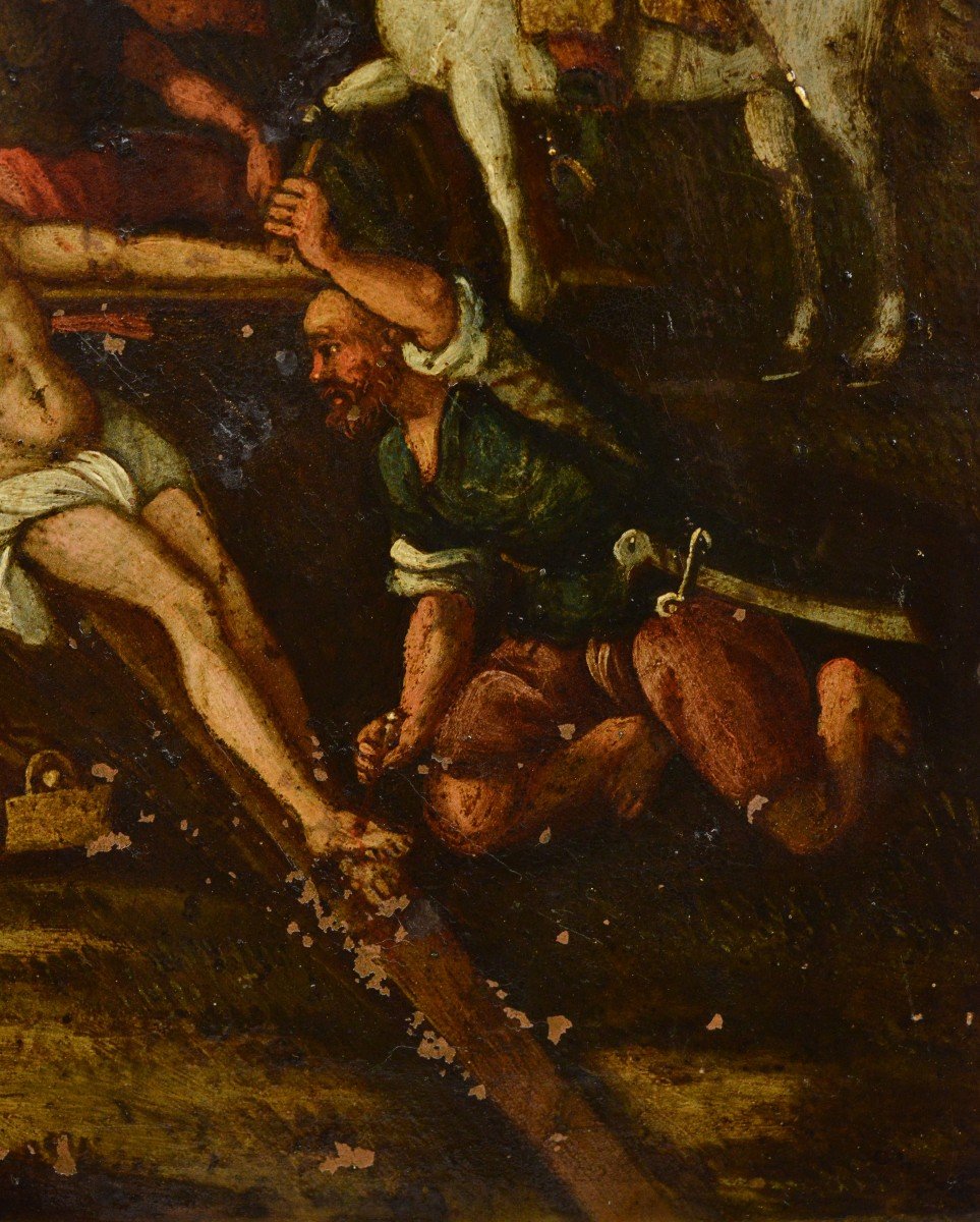 Baroque Calvary Scene Oil Painting On Copper Flemish School 17th Century-photo-2