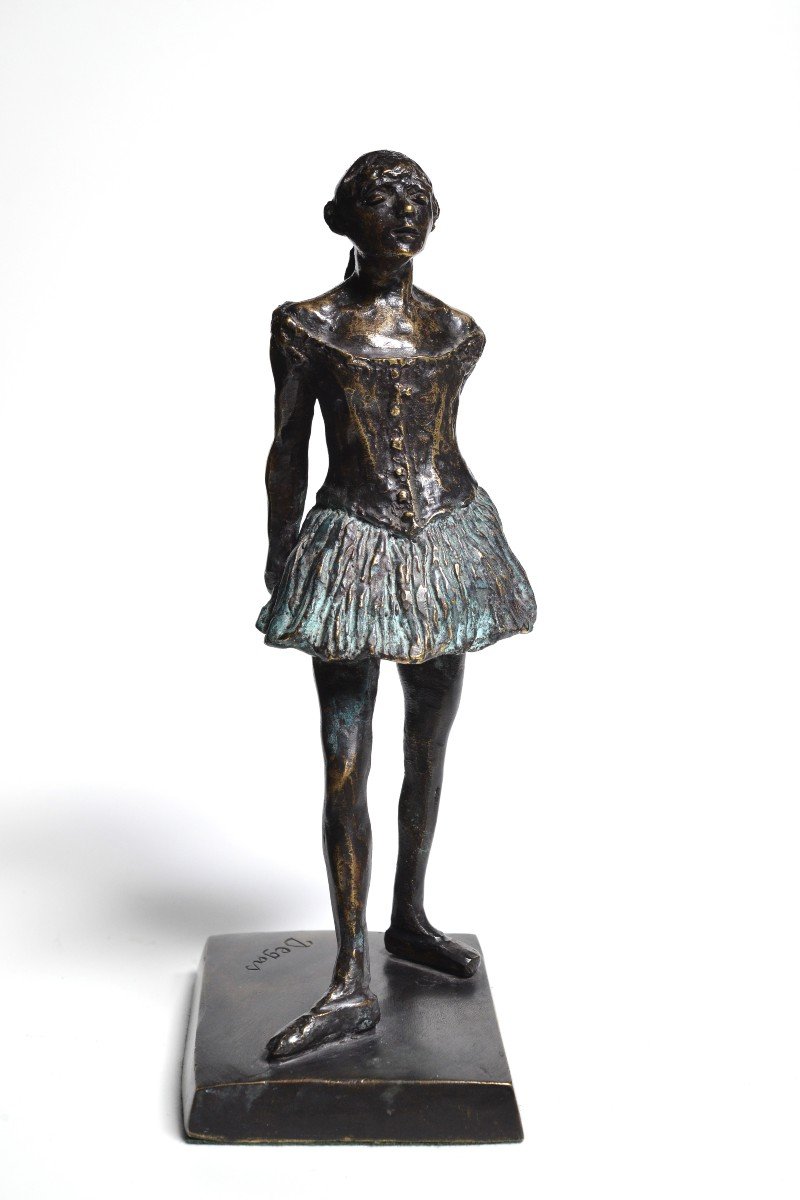 Figurine En Bronze Patiné Petite Danseuse De Quatorze Ans Par Degas 20e Siècle-photo-3