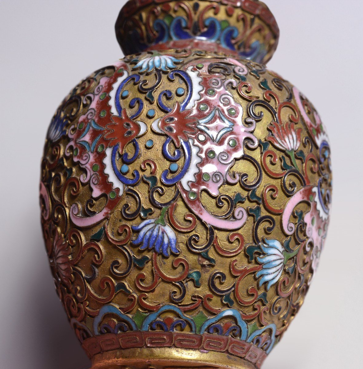 Boîte à Thé Chinoise Ancienne En émaux Cloisonnés Sur Cuivre XIXe Siècle-photo-5