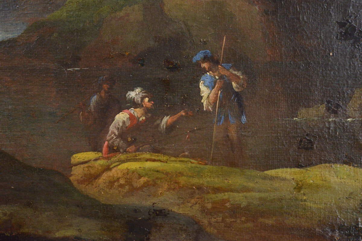 Guerriers Discutant Dans Un Paysage De Capriccio, Peinture à l'Huile Du XVIIe Au XVIIIe Siècle-photo-3