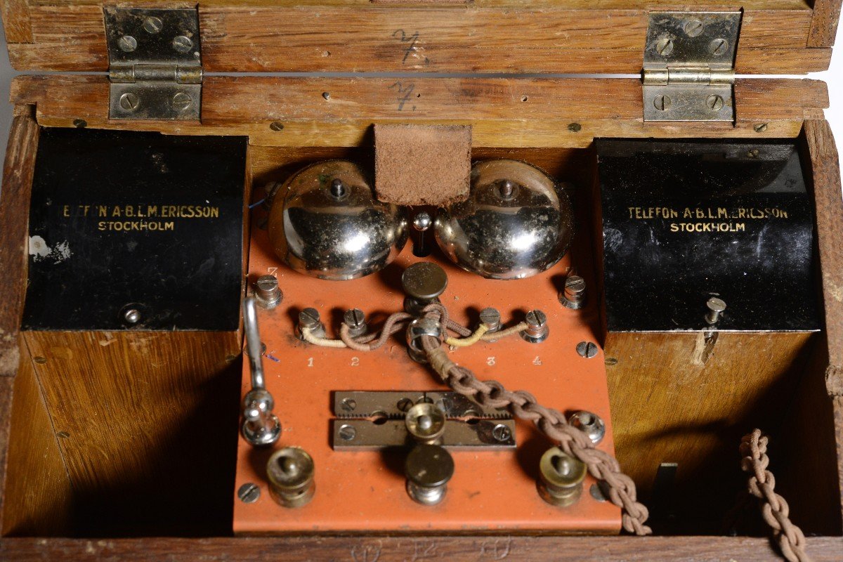 Antique Wooden Ericsson Mb 115 Crank Magneto Field Telephone 1895 с Mark 1 -photo-3