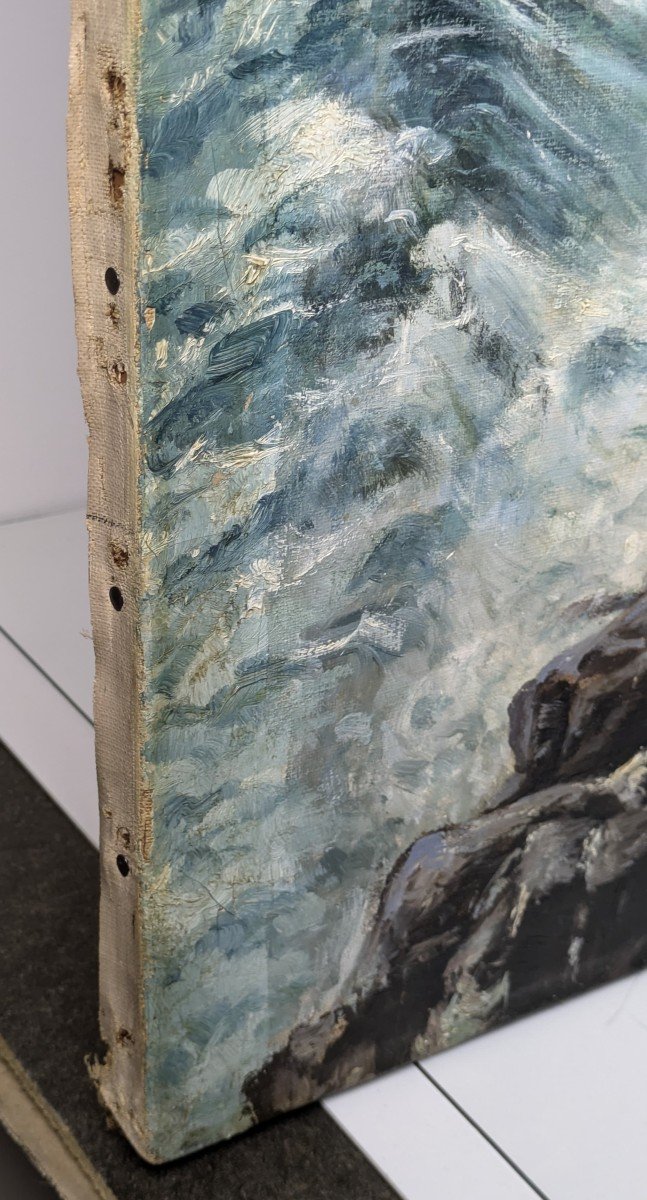 Paysage Côtier Scandinave Peinture à l'Huile d'Un Artiste Finlandais De Renom Du XIXe Siècle-photo-6