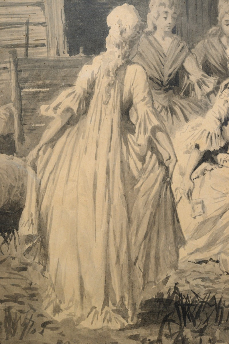 Rare Original Swedish Ink Wash Drawing By Torsslow 1890 Andersen Fairy Tale Art-photo-2