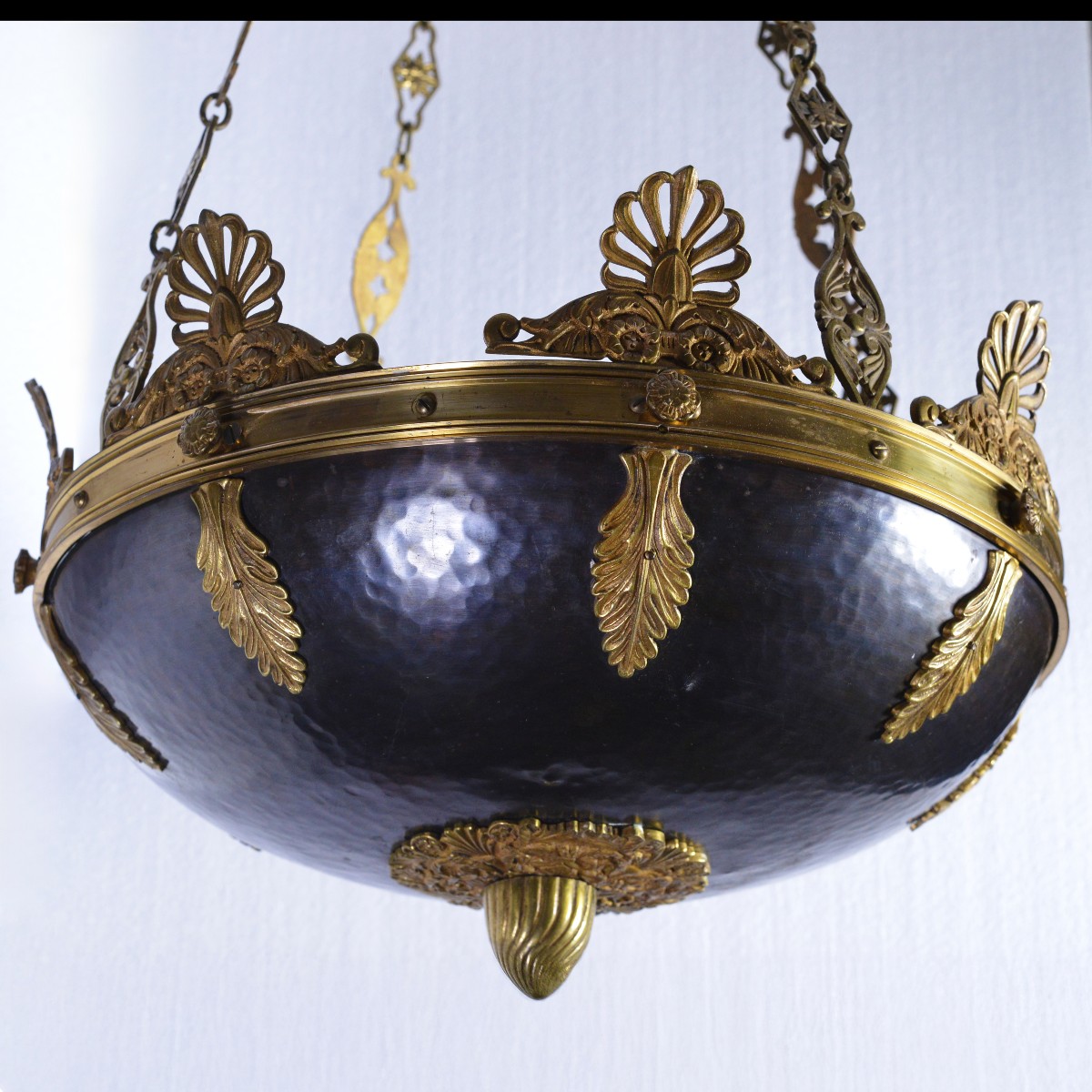 Lustre Antique de Style Empire Français en Bronze Doré et Patiné de la Fin du XIXe Siècle-photo-4