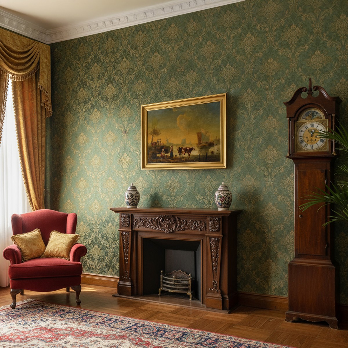 19th Century Dutch School Riverside Oil Painting Framed Cattle And Sailing Boats-photo-7