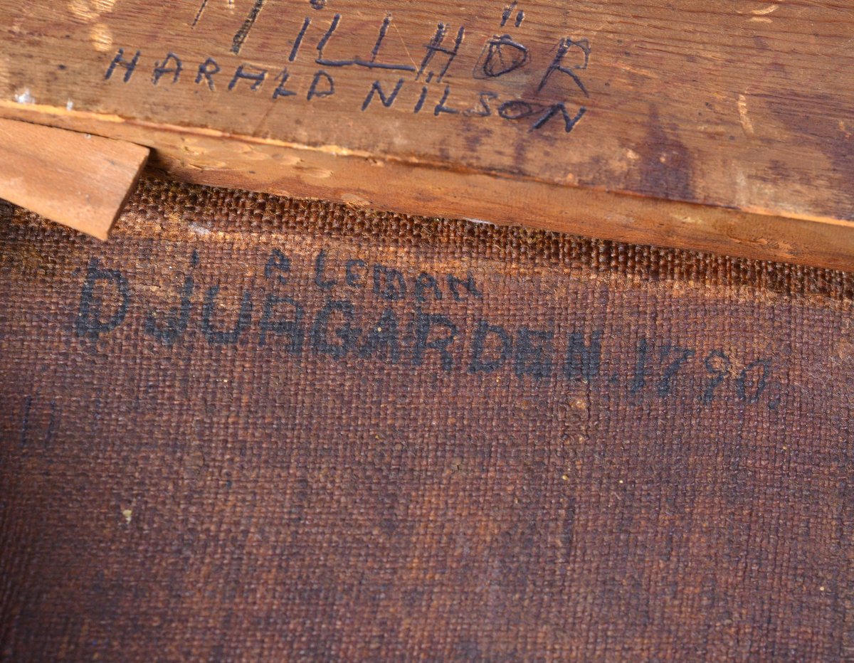 1790 Peinture Huile Ancienne Style Hollandais Scène Genre Village Djurgarden Suède-photo-6