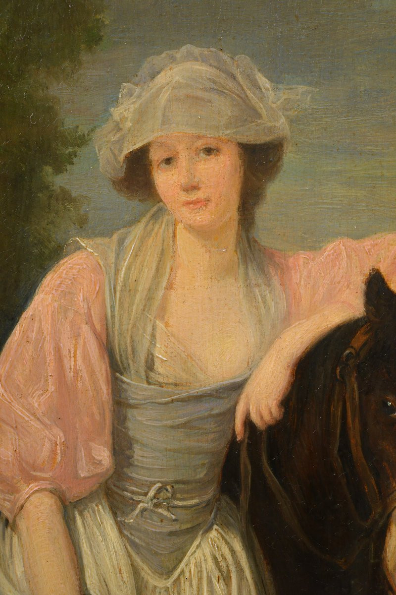 Portrait de Laitière d'après Greuze, Huile sur Panneau, XIXe siècle, Encadré-photo-4