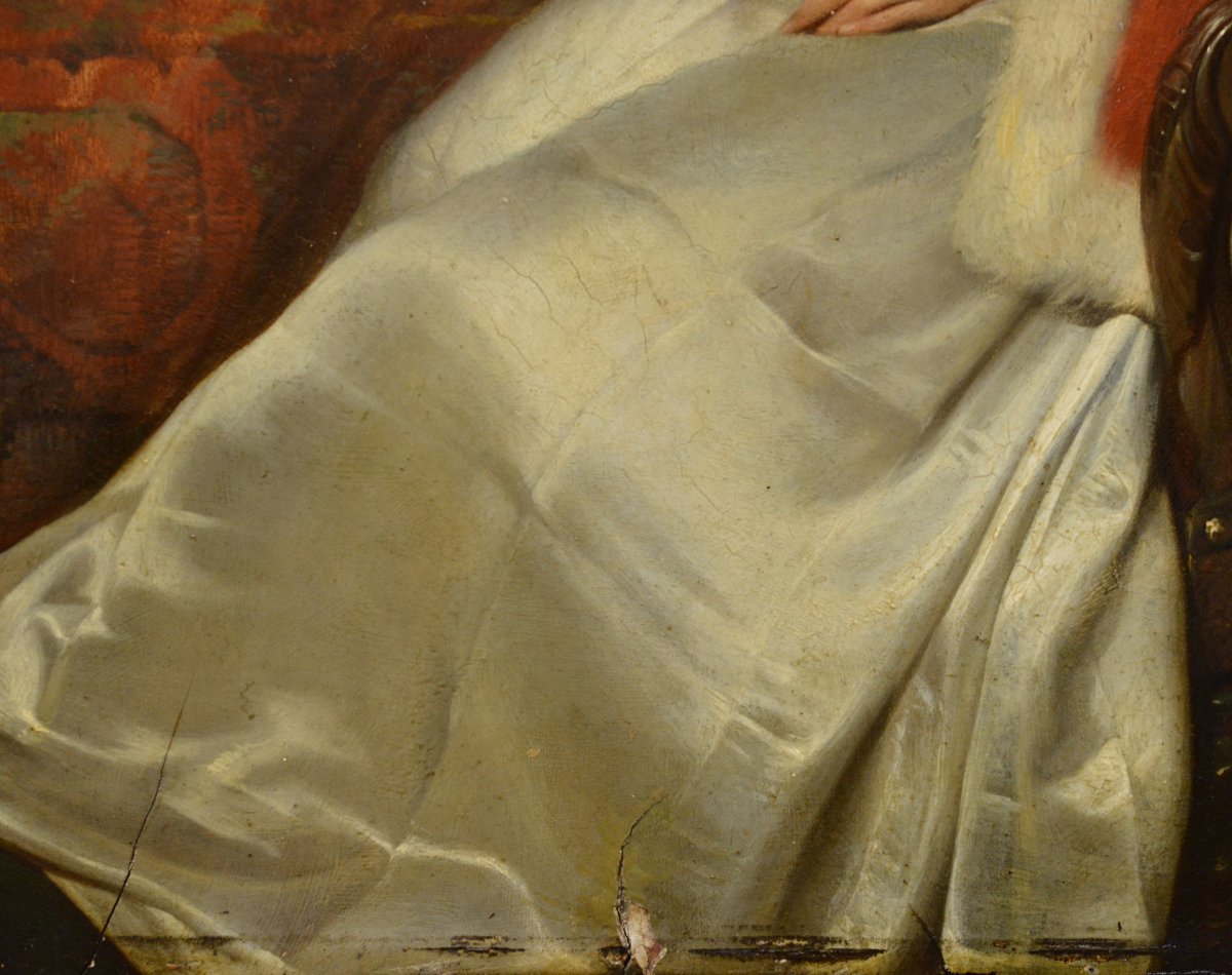 19th Century Antique Dutch Oil Painting Interior Scene Couple Reading Framed-photo-2