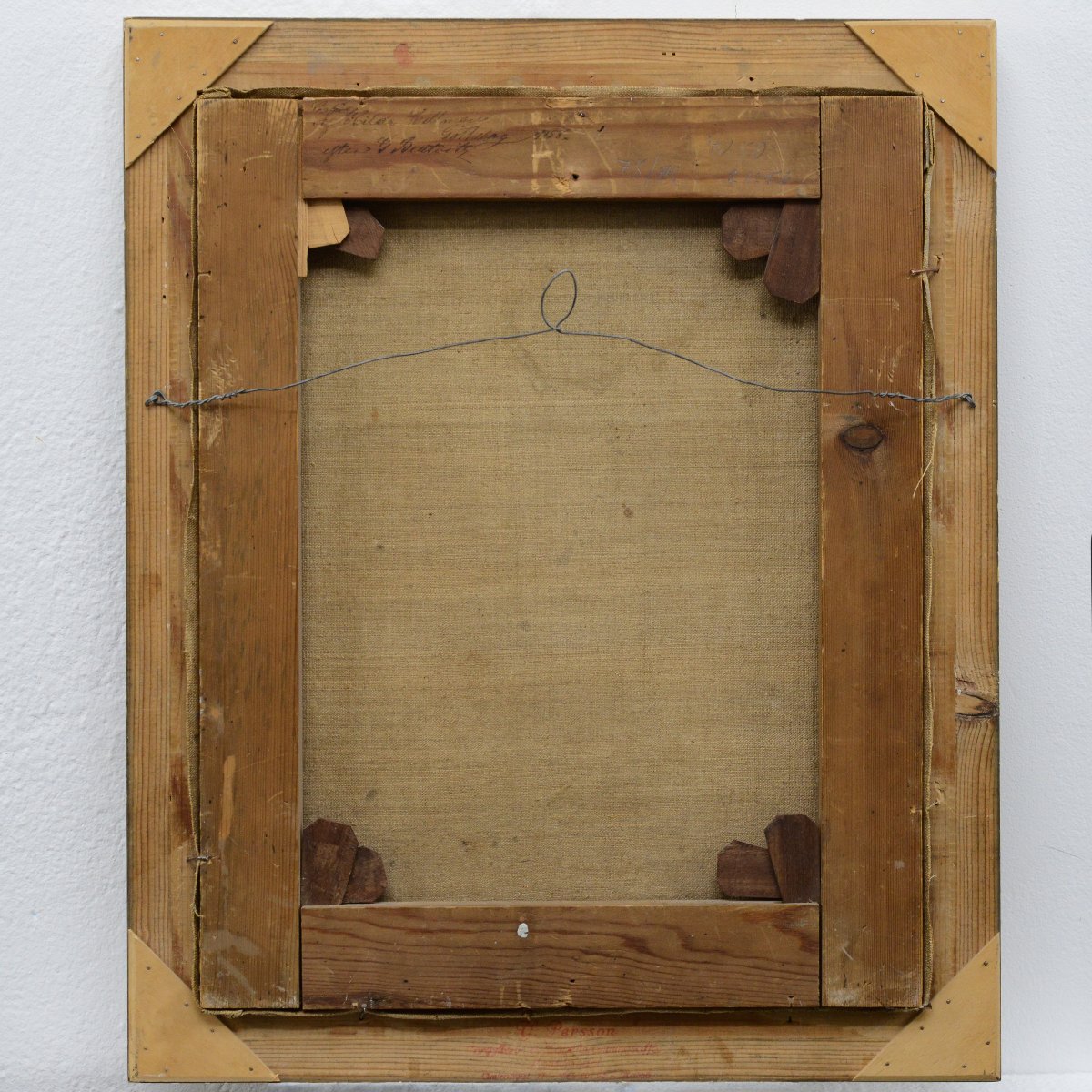 Peinture à l'huile suédoise de 1858 Scène familiale tendre Mère et enfant endormi Encadrée-photo-4